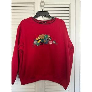 Baxter and Wells Red Christmas Sweater w/ Teddy Bear and Ornaments Sz: 1X
